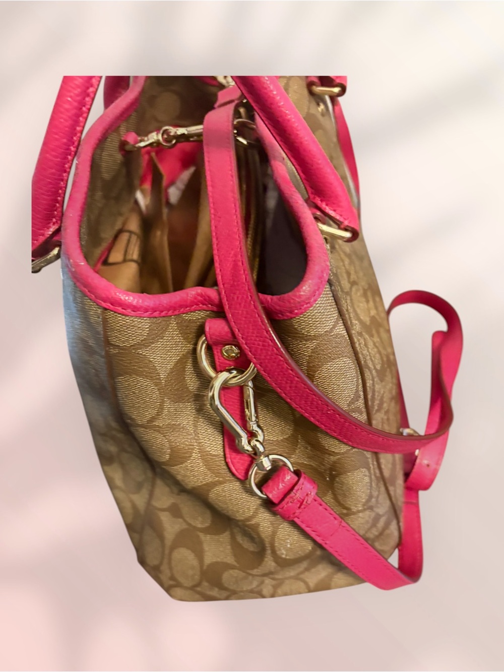 Coach Margot Carryall Satchel with Certificate of Authenticity Pink Trim - Picture 11 of 16
